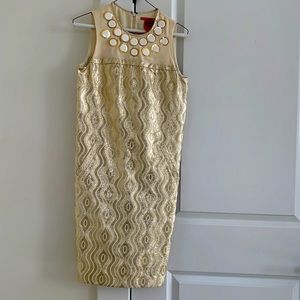 Tory Burch, It’s a party dress.  Great for Christmas or wedding. With lining.